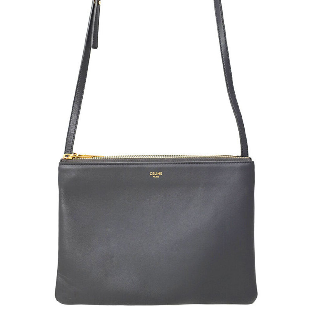Celine Trio Leather Crossbody Bag Black